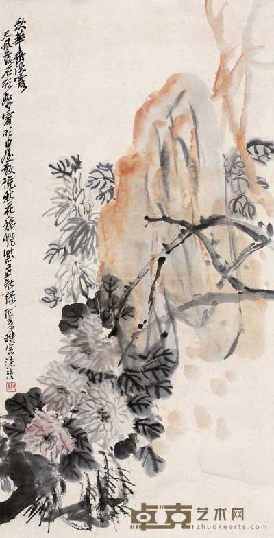 潘天寿 秋华图 镜心 110×52cm.